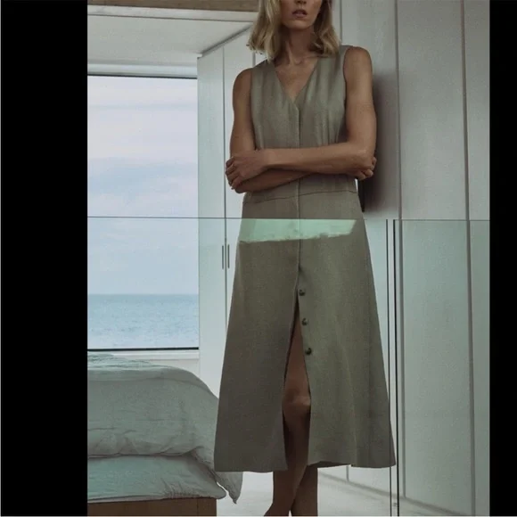 Zara Linen Midi Dress - Picture 2 of 9